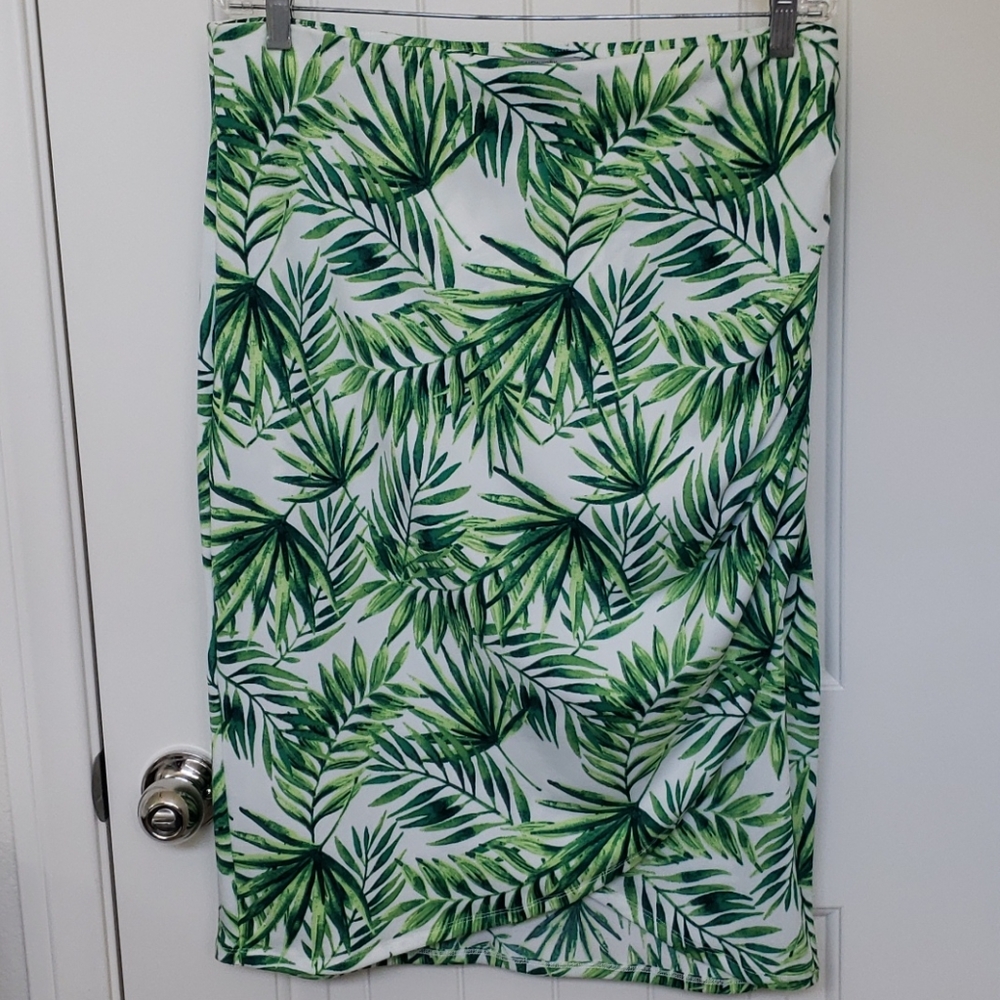 Final Price! Palm Print Faux Wrap Skirt